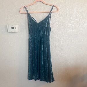 wild fable Teal Velvet Spaghetti-Strap Midi Dress